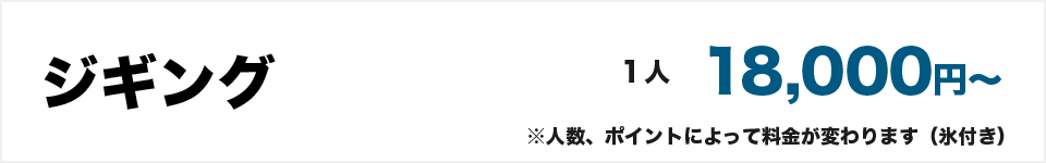 ジギング18000円～　※人数、ポイントによって料金が変わります